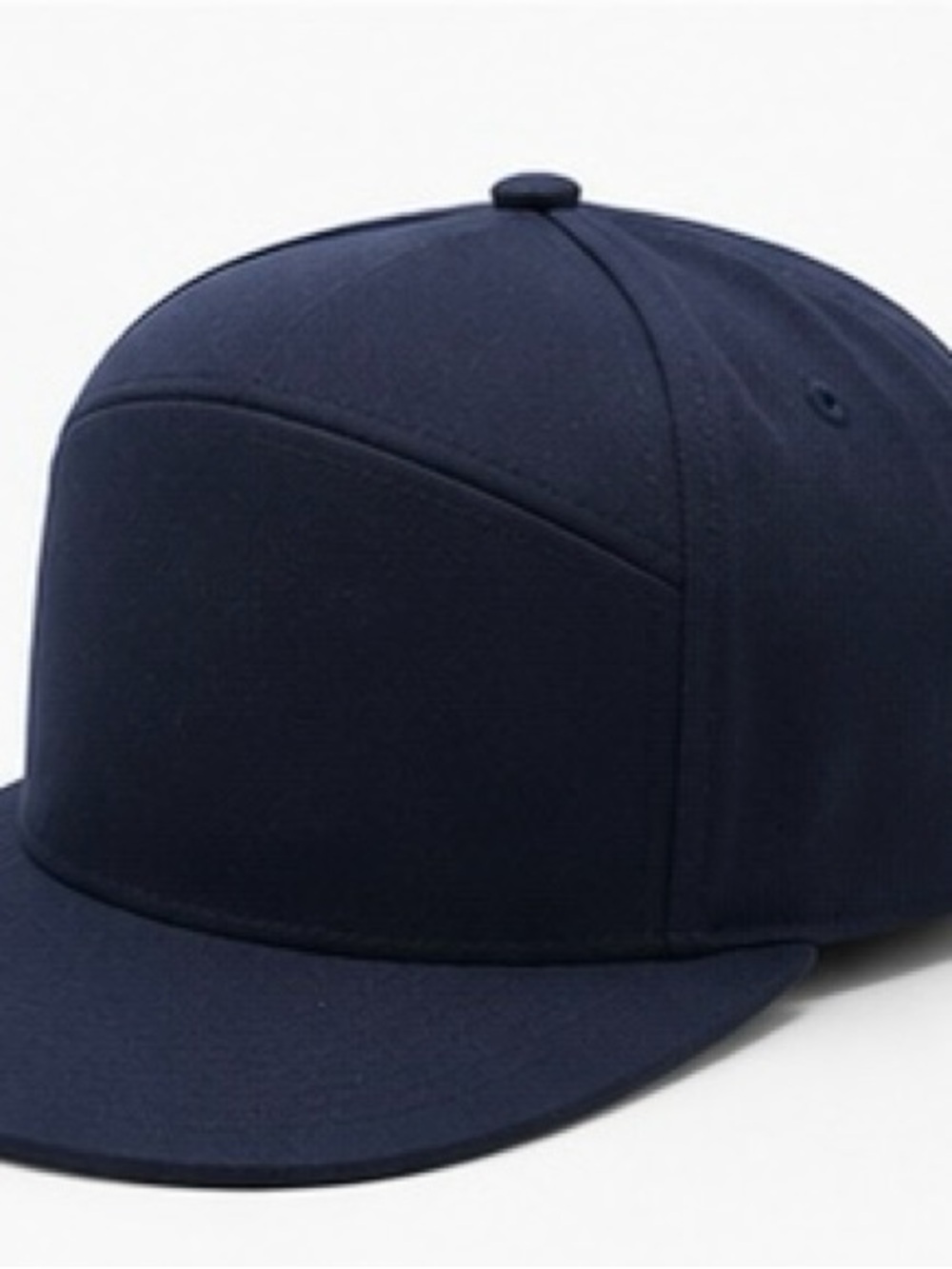 Navy Blue Blank Snapback Hat Flat Bill High Crown 6 Panel Adjustable Cap - Picture 3 of 4